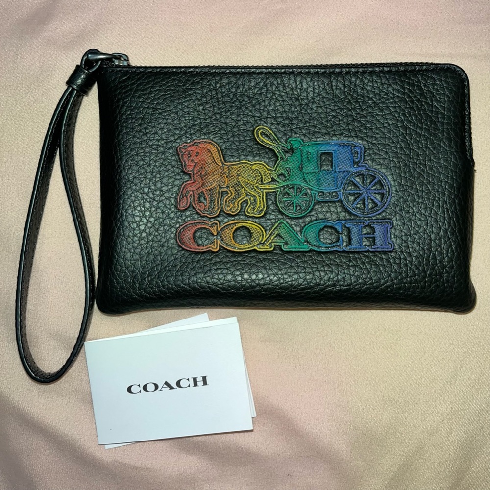 COACH signature pebble leather wristlet!